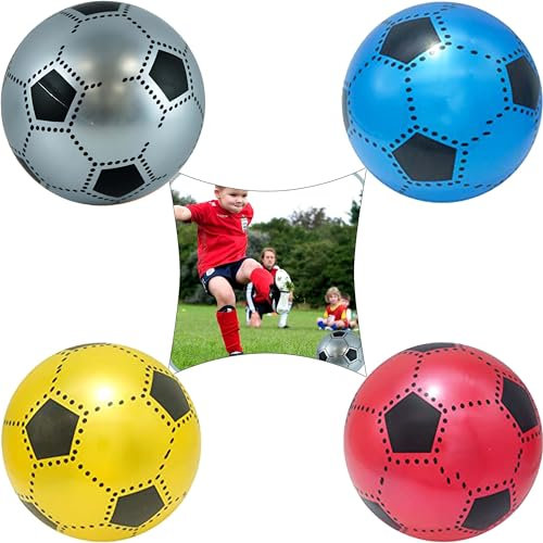 1x Random Inflatable PVC Soccer Ball, 23cm Kids Inflatable Blow Up Toy, Summer Play Lawn Activities for Kids Toddlers 3+ Years