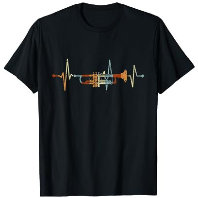 Retro Trompete Herzschlag Orchester Musiker Trompeter T-Shirt