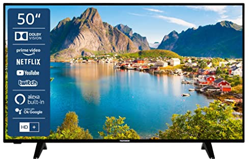 Telefunken D50U550X1CW 50 Zoll Fernseher/Smart TV (4K UHD, HDR Dolby Vision, LED, Triple-Tuner, WLAN, Alexa Built-in) - inkl. 6 Monate HD+ [2022], schwarz