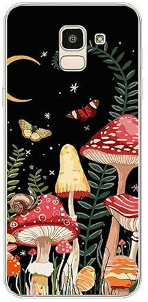 KARTXITAI Hülle Kompatibel mit Samsung Galaxy J6 (2018), Stoßfeste Schutzhülle mit Weiche Silikon Bumper Case Handyhülle Anti-Kratzt Transparent Rückseite - Pilz, Schmetterling, Mond