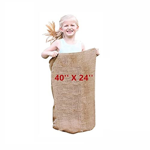 YUNLOVXEE Large Burlap Sack Race Bag - 1 Pack 23x40'' Woven Jute Bag for Kids & Adults, Shrub & Plant Frost Protection, Lawn Birthday Party Games Field Day, Carnival 4th of July Picnic Family Reunion