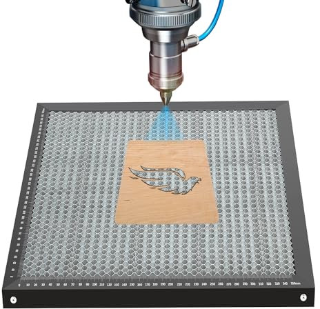 Ikodm Honeycomb Wabentisch für Laser Graviermaschine, 400x400x22mm Waben Laser Arbeitsplatte, Tischschutz mit Aluminiumplatte,für Laserschneider und laser gravierer