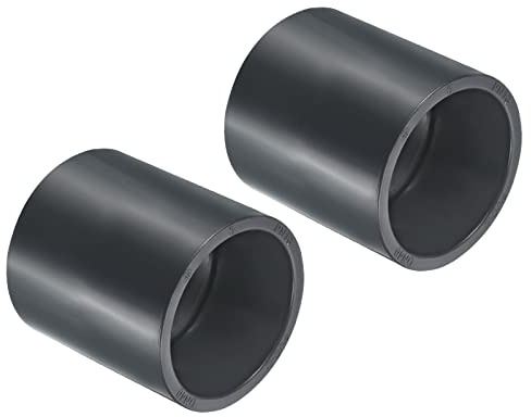 PATIKIL UPVC Pipe Fitting 50mm 1.97 Inch Socket, 2 Pack Straight Coupling Adapter Connector, Dark Grey