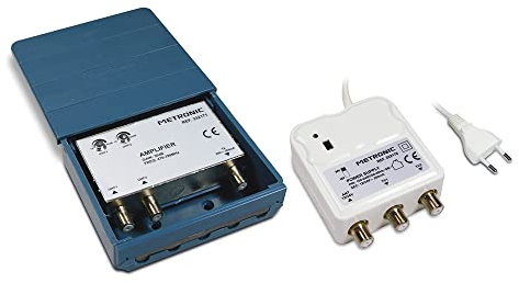 Coupleur Amplificateur d'extérieur 2 entrées UHF 30 DB avec Alimentation - Metronic 332171