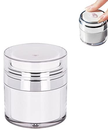 Skeadex Cream Jar Vacuum Bottle, Moisturiser Container Airless Pump Jar Empty Refillable Cosmetic Jars Bottles Portable Airless Lotion Sample Container Pot Moisturiser Pump Dispenser (30ml (2pcs))