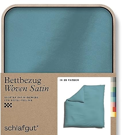 schlafgut Woven Satin Bettwäsche 200x200cm Bettdecke Bezug einzeln, Petrol Mid Uni in Hotelqualität mit 100% Baumwolle | Bettbezug, Deckenbezug, Petrol, Satin, 100% Baumwolle, Hotelqualität, bügelfrei, OEKO-TEX