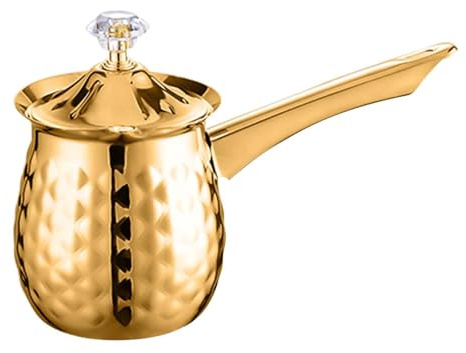 VUIUYOIES Authentic Turkish Coffee Pot with Long Handle for Cafe, Gold 400ml, 400ml