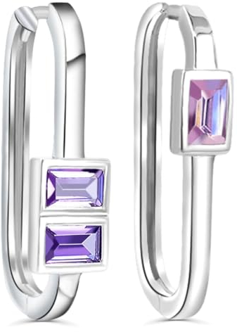 925 Silber Creolen Damen Ohrringe Zirconia Baguette Schliff minimalistisch NOBEL SCHMUCK