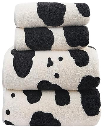 OLCANA Kuh-Badetuch-Set, Korallen-Fleece-Handtücher, Badetuch, Schnell Trocknendes Kuh-Handtuch-Set, Duschhandtücher Für Badezimmer