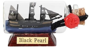 FLADO Sailboat In A Bottle, Black Pearl Ship Model In Glass Bottle, Home Living Room Decoration Model Ship, Creative Crafts Ornaments(6.5 * 2.5 * 3.5cm)