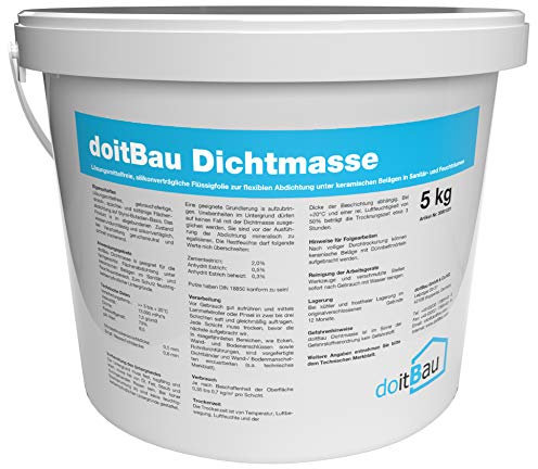 doitBau 20x Profi Sanitär Dichtmasse 5kg Flüssigfolie Abdichtung Dusche Bad Küche Fliesen Badezimmer Wand Boden, Abdichtung für Nassbereiche, Schutz vor Wasserschaden und Schimmel