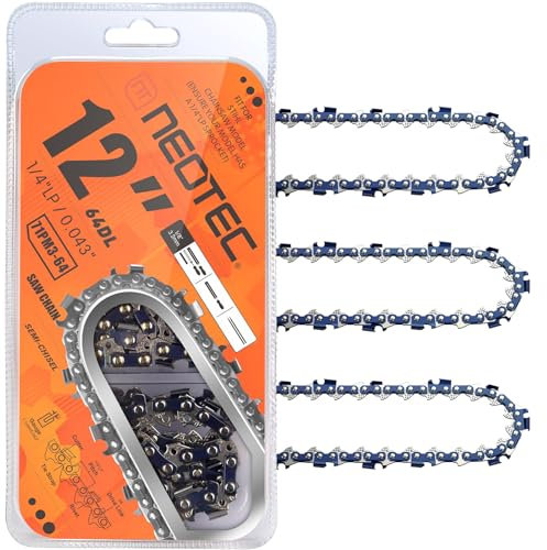 NEOTEC Catena per motosega da 30,5 cm, per 30,5 cm, passo 1/4, calibro 043, 64 maglie, adatta per Stihl 71 pm3 64 (3 catene)