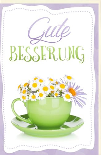 Skorpion Karte Gute Besserung Kaffeetasse mit Kamillenblüten, mit Glimmer - mit Umschlag