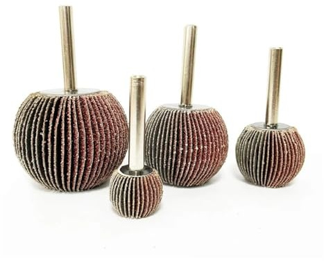 Rueda de aleta de papel de lija esférica D20/30/40/50, grano 60/80/120/180, vástago de 6mm, herramienta rotativa abrasiva con forma de bola (Color : 4Pcs Set, Size : 180 Grit)