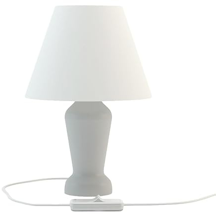HELLUX LED Tischleuchte | Kleine Lampe 28x18cm für das Wohnzimmer Schlafzimmer oder Büro | Tischlampe grau | Dekorative Nachttischlampe mit 2M Kabel | Lampe E14 im Klassisch Form
