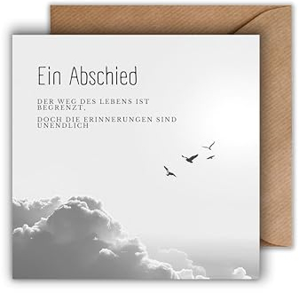 Trauer Karte mit Umschlag - einfühlsame Trauerkarte Wolken mit Spruch aufrichtige Kondolenzkarte besinnliche Beileidskarte Gedenkkarte Beileid Trauerfeier Beerdigung Anteilnahme (125 x 125 mm)