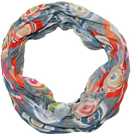 beybey® Retro Damen Seide Loop Schal wahnsinnig schön und sehr fein Seidenschal Kreis-Muster (good grau)