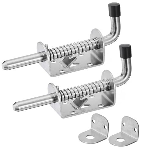 SKENGWEL 2 Stück Federriegel Torriegel，304 Edelstahl Barrel Bolt Schieberiegel Federriegel mit Gummigriff，Riegelschloss für Schuppentüren, Türen, Fenster, Garagen（10x128mm）