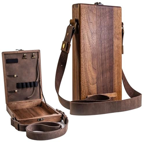 NICENEEDED Writers Messenger Holzbox Multifunktions Aufbewahrungsbox Für Künstlerwerkzeuge Und Pinsel Aktentasche Aus Holz Tragbar Zum Umhängen Für Postboten