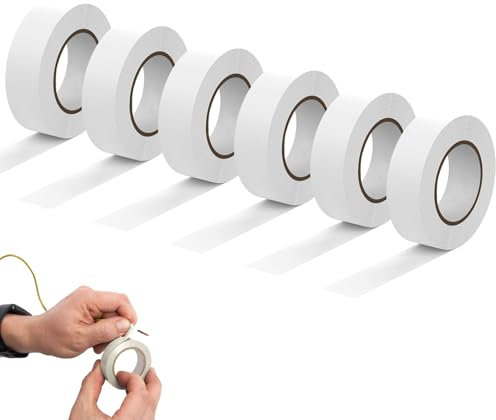 KineticKraft 6 Rollen Isolierband Weiß 16mm x 15m Elektrisch, Reparatur, Hochflexibel mit starker Klebekraft