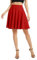 Damen Elegante Elastische Taille Ausgestellte A-Linie Midi Rock Basic Uniform Plissee Skater Röcke(XL, Rot)