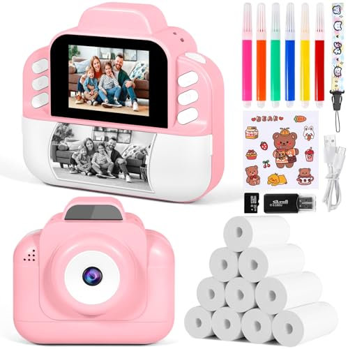 Macchina Fotografica Bambini Istantanea, 2,4 Pollici Digitale Fotocamera Bambini con 32GB TF Scheda e Carta Fotografica per Stampa, Regalo di Natale per Bambini dai 3-12 Anni