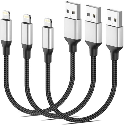20CM iPhone Ladekabel Kurz, 3 Pack MFi Zertifiziert USB auf Lightning Kabel Kurz, iPhone Lade Kabel Schnellladekabel und Datenkabel für iPhone 14 13 12 11 Pro Max X XS XR 8 7 6 Plus SE - Schwarz