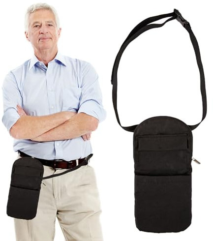 Nephrostomiesonde und Drainagebeutelabdeckung mit verstellbarem Hüftgurt und Katheterschlauchabdeckung für Nephrostomie-Außenbeutelhalter (Schwarz)