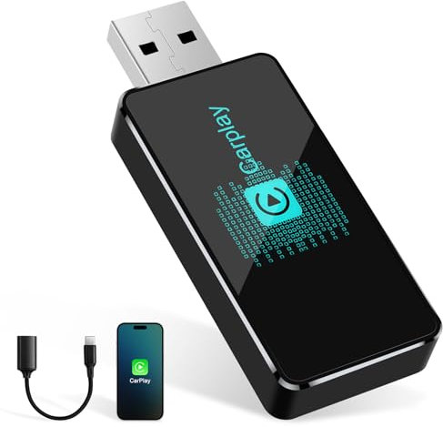 CarPlay Wireless Adapter, 2025 Upgrade CarPlay Dongle Konvertiert Kabelgebunden zu Kabellos für iPhone, Plug and Play Kompatibel mit Autos ab 2016 und iPhone iOS 10+ (CarPlay Adapter for iPhone)