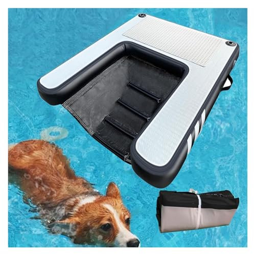 caletta per cani da barca Rampa pieghevole per piscina per cani, piccola, fino a 60 kg gonfiabile pontone per cani piattaforma di attracco, riutilizzabile rampa per animali domestici, scaletta per bar