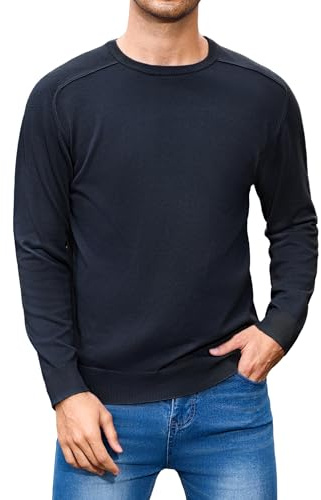 iClosam Pull Homme Col Rond Manches Longues Tricoté pour Travail Hiver | Modèle classique pour une tenue simple et nette, usage quotidien, pour les moments de détente, pour les sorties décontractées