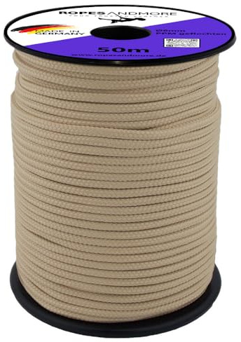 PP Polypropylenseil Seil 6mm 50m PPM 16-Fach geflochten Polypropylen Schnur Kordel Basteln +30 Farben von Ropes and More® (Hanffarbig, 50m)