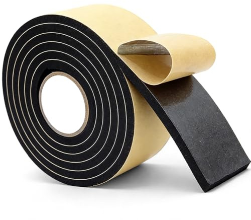 6m Moosgummi Selbstklebend 50mm breit 5mm dick, Schaumstoffband, Dichtband Selbstklebend Schaumstoffstreifen, Anti-Vibration, Kollision, Schalldämmung Isolierung für Fenster, Auto, Möbelschutz
