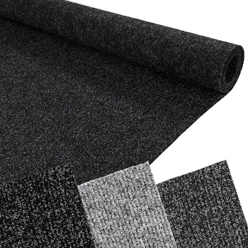 Primaflor Nadelfilz Rips 700 | 100x50 cm | Schwarz | Rollenware | Rips-Optik aus 100 % Polypropylen, Bfl-s1, Nutzungsklasse 32, 5 mm hoch, für Messe, Büro und Objekt
