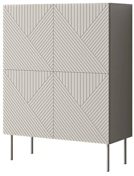 Mirjan24 Kommode Aropo 4D 89 mit 4 Türen, 8 Fächer, Türkommode, gefräster Front, Anrichte, Highboard, Mehrzweckschrank, Diele & Flur, Sideboard, Wohnzimmerschrank (Cashmere)