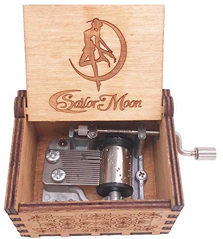Youtang Carillon in legno intagliato con manovella, motivo: Sailor Moon, marrone
