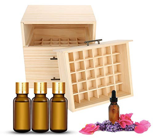 Aufbewahrungsbox aus Holz für ätherische Öle, 3-stöckig, 90 Schlitze, große Flaschen, Behälter für ätherische Öle, Holzbox