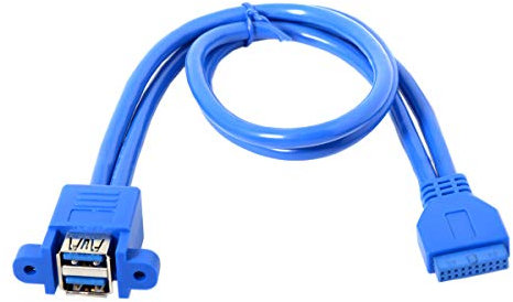 CY USB 3.0 Female Panel Type to Motherboard 20Pin Header Stackable Cable Dual Ports 50cm