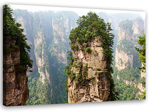 Leinwandbild XXL Berge Wandbild Kunst für Schlafzimmer Grün 120x80 cm