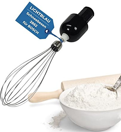 Lichtblau Schneebesen 2862 mit Getriebe Mitnehmer 657378 657379 für Bosch Stabmixer I Ersatz Rührbesen passend für u.a. MS6B MS6C MSM6S I 12019198 Zubehör Küchenmaschine Bosch