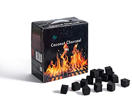 Ken Chiku Carbón Vegetal (cáscara de Coco 4 kg) para cachimba y Barbacoa 4 kg - 256 Cubos (25 mm)