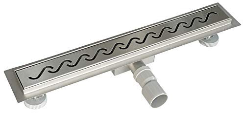 Acezanble Canaletta di Scarico Canalina per Doccia Acciaio Inox Sifone per Pavimento Rettangolare Per Bagno Griglia in Forma S 90cm