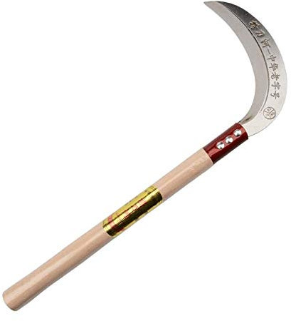 Manico in Legno Duro con Lama in Acciaio al Manganese Multiuso Tenuto Falce di Sicurezza Portatile per Erba e Agricoltura (Color : Silver, Size : 44x18cm)