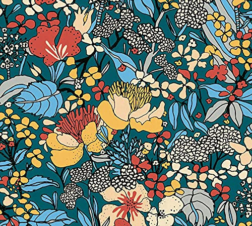 Architects Paper Blumentapete Floral Impression Tapete natürlich PVC-freie Vliestapete bunt blau orange beige gelb matt glatt 377564 37756-4, 10.05 m x 0.53 m