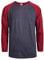 TOP PRO Men's Full Length Sleeve Raglan Cotton Baseball Tee Shirt, Burgundy/Charcoal, XXXL