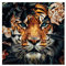 DAERLE Diamond Painting Set, Tiger Diamond Painting 5D Diamant Painting Bilder Erwachsene Kinder DIY Diamant Full Malen nach Zahlen, für Wohnzimmer Schlafzimmer Büro Wand Dekoration 35x35cm Blume