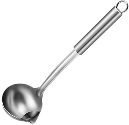 12'' Griff 304 Edelstahl Abschäumer Löffel, Küchenhelfer Schöpflöffel Fettabschöpfer,Kochzubehör Kelle Suppenlöffel, Fetttrenner Schöpfkelle Fett Öl Suppen Trennen