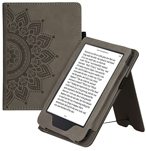 kwmobile Étui Compatible avec Kobo Clara 2E Coque - Étui à Rabat magnétique Tablette eReader Daim synthétique - Gris