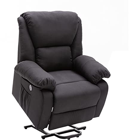 ECODE Stelvio Lift Relax Massagesessel, elektrische 160º-Rückenlehne, Wärmefunktion, automatische Programme, Vibro Ripple, 2 USB-Ladeanschlüsse, A++, OATEK-Mikrofaser, ECO-8520UP (Schwarz)