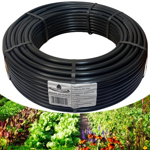 acquaverde | Tubo in Polietilene Ø 16 mm PN6, Rotolo da 500 mt a Bassa Densità PE-BD per Irrigazione di Campi, Orto, Giardino e Sistemi Irrigui, Resistente a Raggi UV e Fertilizzanti - Orto Facile
